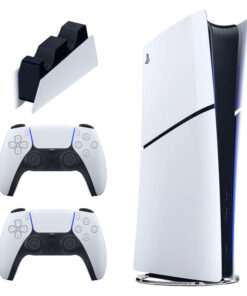کنسول بازی سونی مدل PlayStation 5 Slim Digital Edition ظرفیت 1 ترابایت ریجن 2016B اروپا به همراه دسته اضافی و پایه شارژر
