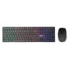 کیبورد و ماوس گیمینگ بی‌سیم فاطر مدل CWR-7000B، فرم فاکتور Full-Size، نورپردازی RGB، سوییچ ممبران، باتری داخلی قابل شارژ، ماوس با دقت تنظیم‌پذیر 800/1200/1600 DPI، اتصال دانگل مشترک، کلیدهای ضد لغزش و Anti-Ghosting