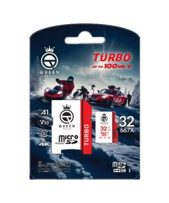 کارت حافظه MicroSDHC کوئین تک مدل TURBO-V30-A1-4K-667X کلاس 10 استاندارد U3 سرعت 100MB/S ظرفیت 32 گیگابایت به همراه آداپتور SD
