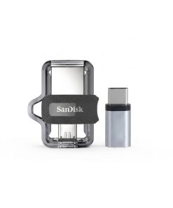 فلش مموری سن دیسک مدل Ultra Dual Drive m3.0 ظرفیت 64 گیگابایت با دو رابط USB Type-A و USB Type-C، سرعت انتقال 130 مگابایت بر ثانیه، استاندارد USB 3.2 Gen1، مناسب انتقال سریع و ایمن فایل بین دستگاه‌های هوشمند