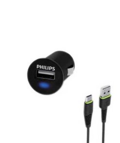 شارژر فندکی فیلیپس مدل DLP-2520U به همراه کابل تبدیل microUSB