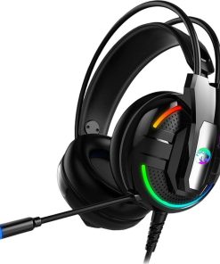 هدست گیمینگ مدل RGB-A18 بدون قابلیت نویز کنسلینگ، جک 3.5 میلی‌متری صدا، دارای میکروفون با قابلیت چرخش، کلید افزایش و کاهش صدا، چراغ LED